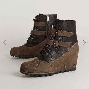 Faux leather lace-up side zip boot Size 10 with Stud accents